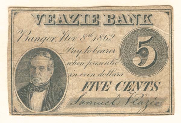 Veazie Bank - Fractional Obsolete Note - Currency from Bangor, Maine - Historic Supreme Court Case Involvment